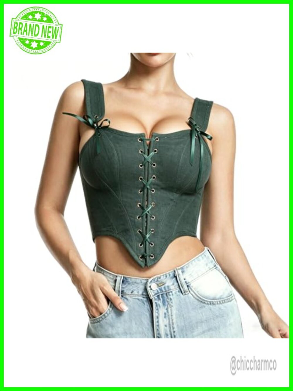 Linen Overbust Corset Top Renaissance Lace-Up Bustier Women